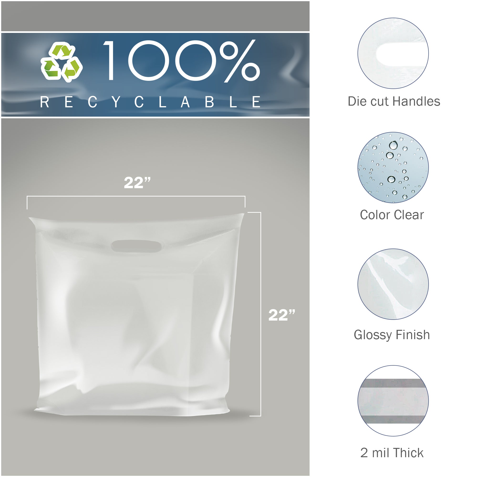 Gerbes Super Markets - Prime Line Packaging Large Clear Plastic Bags with  Soft Loop Handles Gift Bulk 100 PK 16x6x12, 100 Pcs