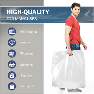 50 Pack 26" x 26" with 2 mil Thick Extra Large White Merchandise Plastic Retail Bags