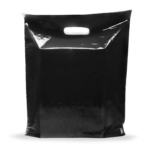 Black Merchandise Plastic Shopping Bags - 100 Pack 9" x 12" with 1.5 mil Thick