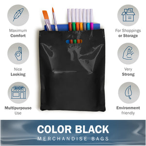 Black Merchandise Plastic Shopping Bags - 100 Pack 9" x 12" with 1.5 mil Thick