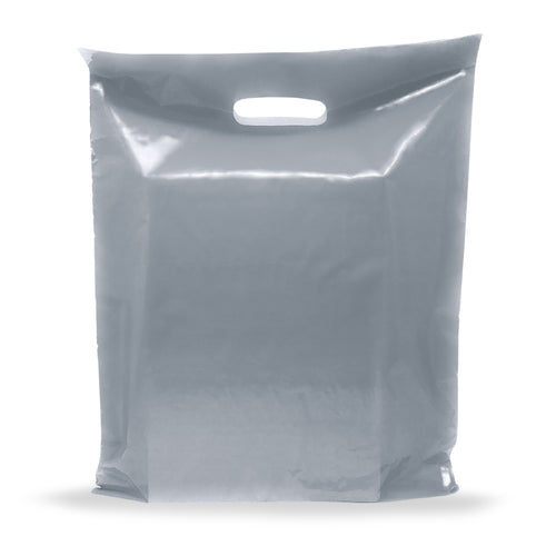 Silver Merchandise Plastic Shopping Bags - 100 Pack 9