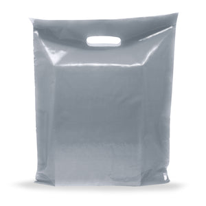 Silver Merchandise Plastic Shopping Bags - 100 Pack 9" x 12" with 2.0 mil Thick