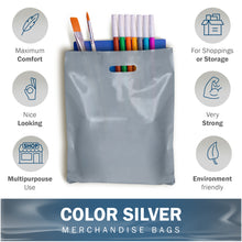 Load image into Gallery viewer, Silver Merchandise Plastic Shopping Bags - 100 Pack 9&quot; x 12&quot; with 2.0 mil Thick