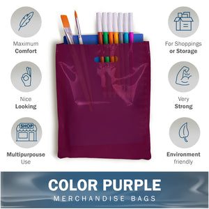 Purple Merchandise Plastic Shopping Bags - 100 Pack 9" x 12" with 1.5 mil Thick