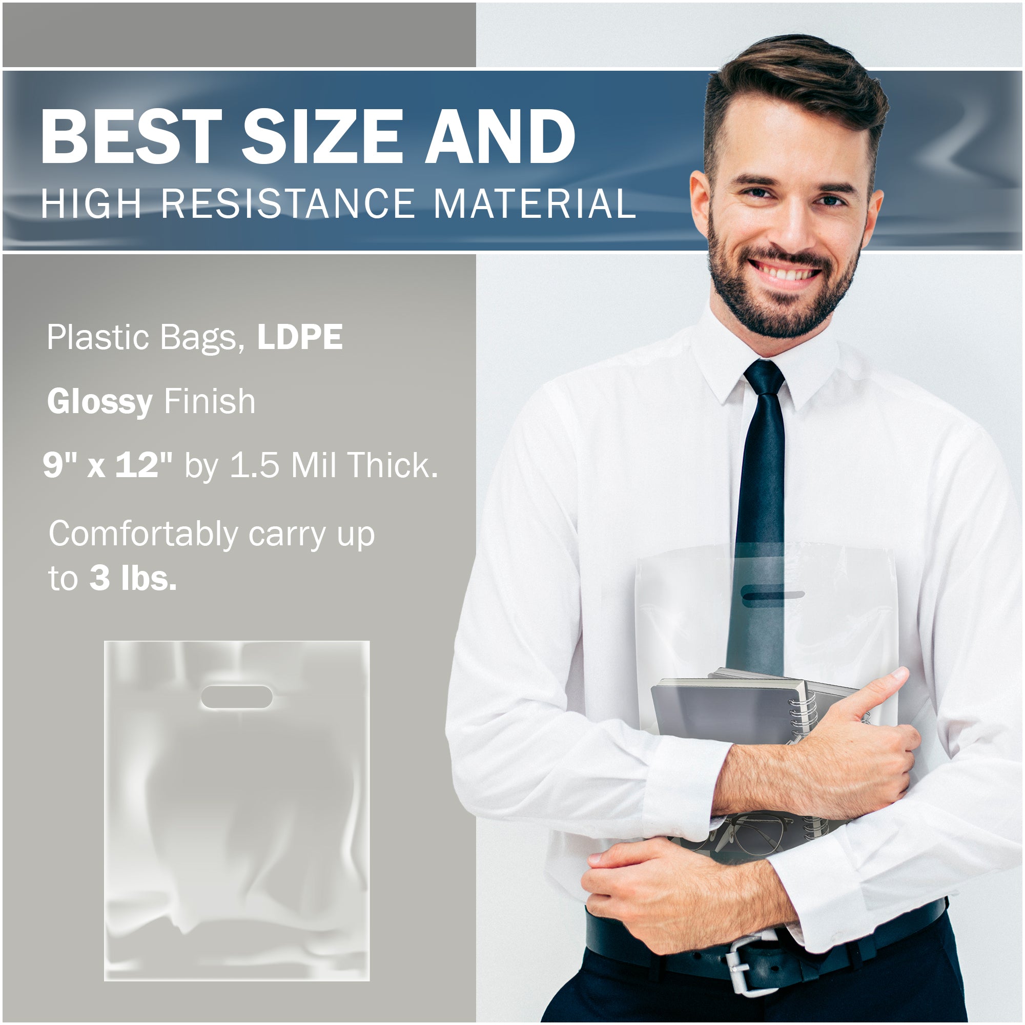 Aazon.co: 100 Pack | 2 Il Thick 12"x15" Erchandise Bags | Die Cut - Foto 6