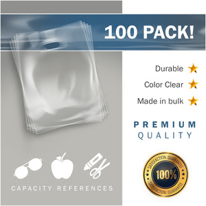 Clear Merchandise Plastic Shopping Bags - 100 Pack 9" x 12" with 1.5 mil Thick