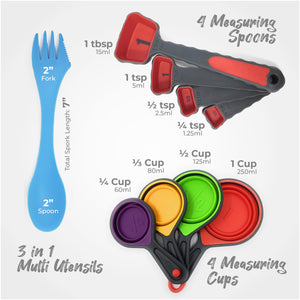 Great Choice Products Collapsible Measuring Cups And Spoons Set, Silicone  Measuring Cups And Spoons, Plastic Measuring
